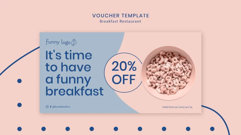 Template design for restaurant voucher Free Psd