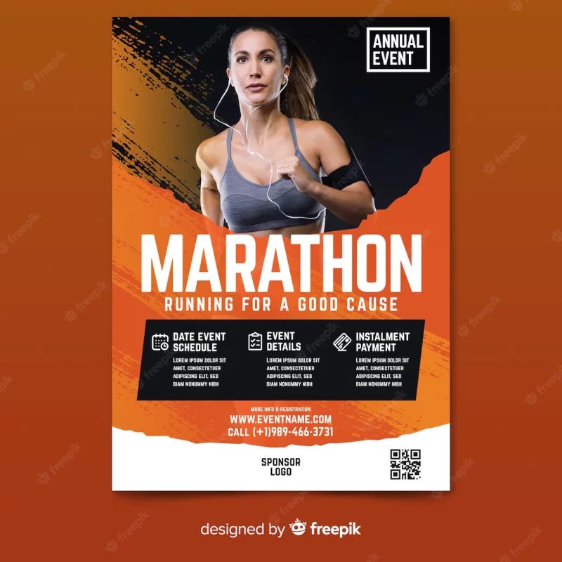 Template sport flyer with image Free Vector