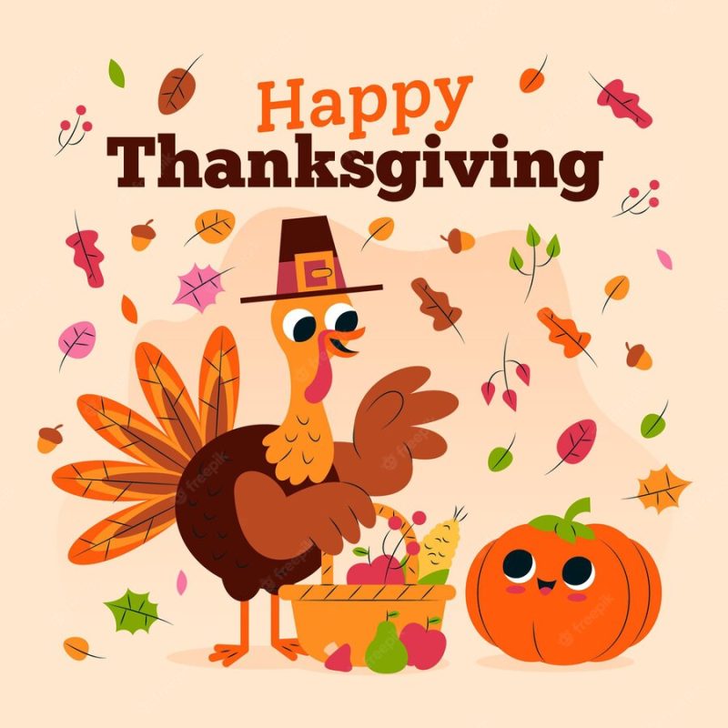 Thanksgiving background in flat design Premium Vector