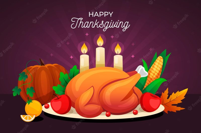 Thanksgiving background in flat design Premium Vector