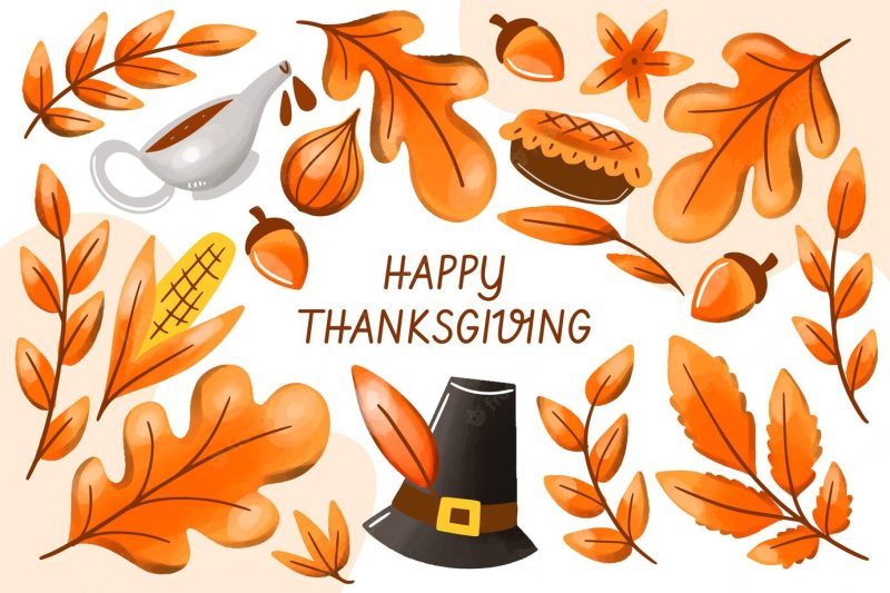 Thanksgiving background with leaves Premium Vector