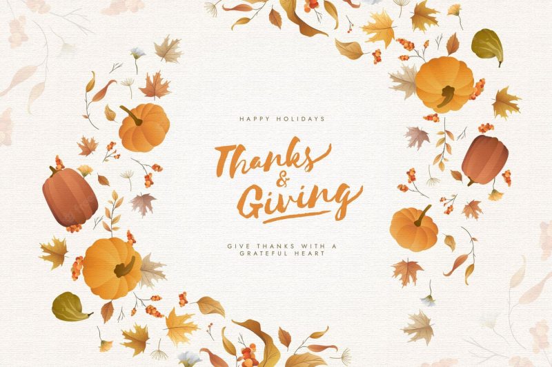 Thanksgiving background with pumpkins Premium Vector