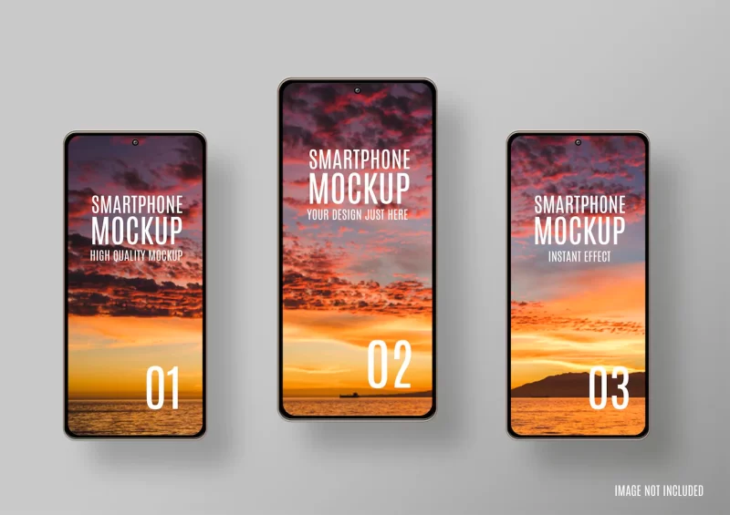 Three smartphones mockup Free Psd