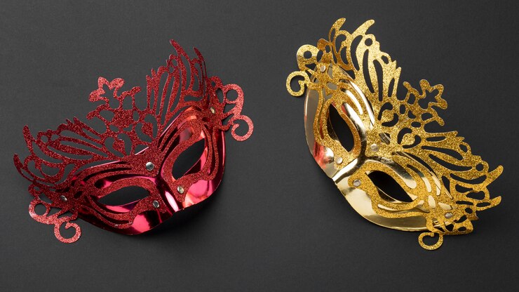 Top view of two masks for carnival Free Photo