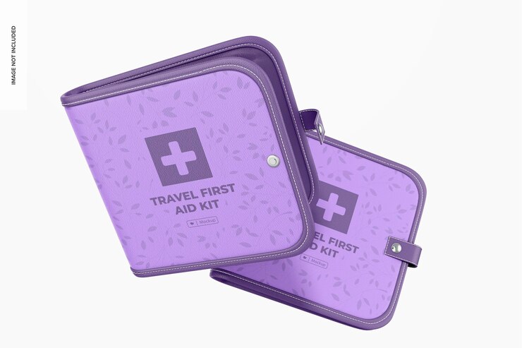 Travel first aid kit mockup, floating Free Psd