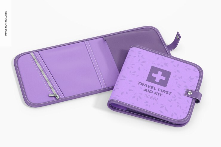 Travel first aid kit mockup, opened and closed Free Psd