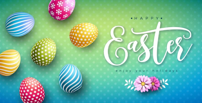 Free Vector of happy Easter holiday with colorful painted egg