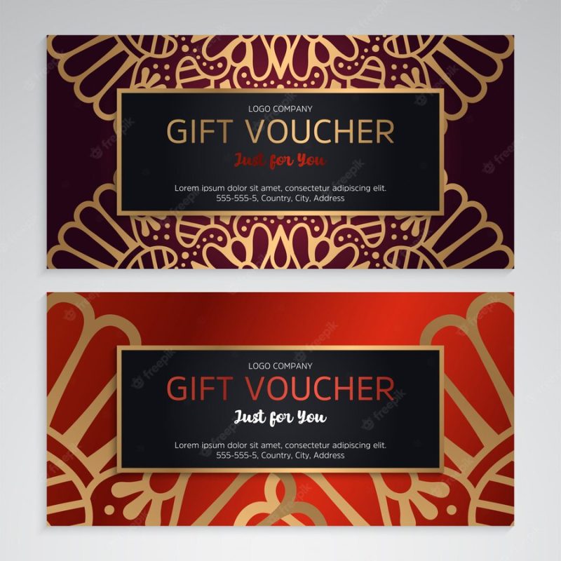 Vector set of luxury red gift vouchers Free Vector