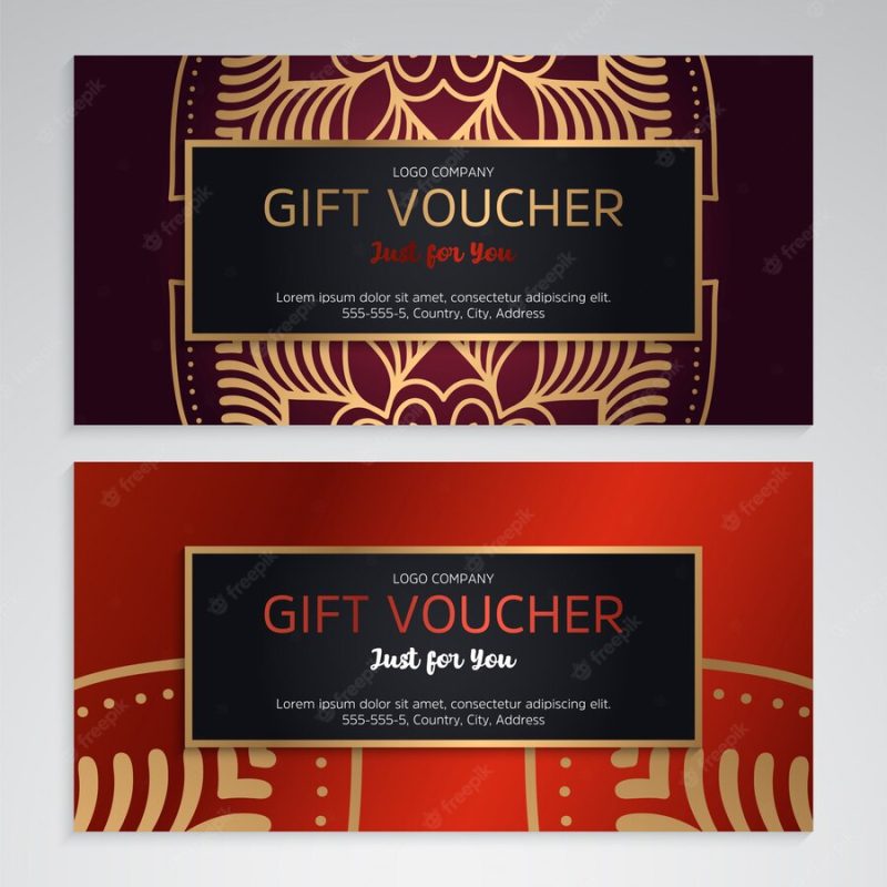 Vector set of luxury red gift vouchers Free Vector