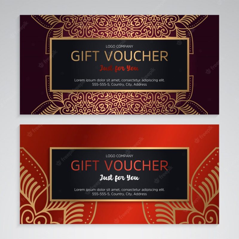 Vector set of luxury red gift vouchers Free Vector