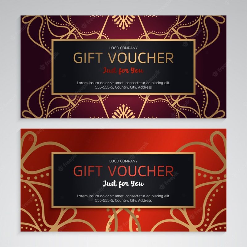 Vector set of luxury red gift vouchers Free Vector