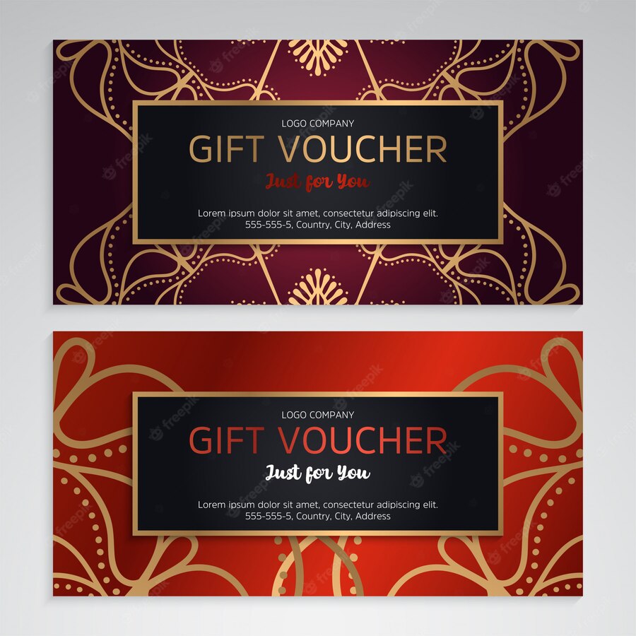 Vector Set Luxury Red Gift Vouchers 1159 6673