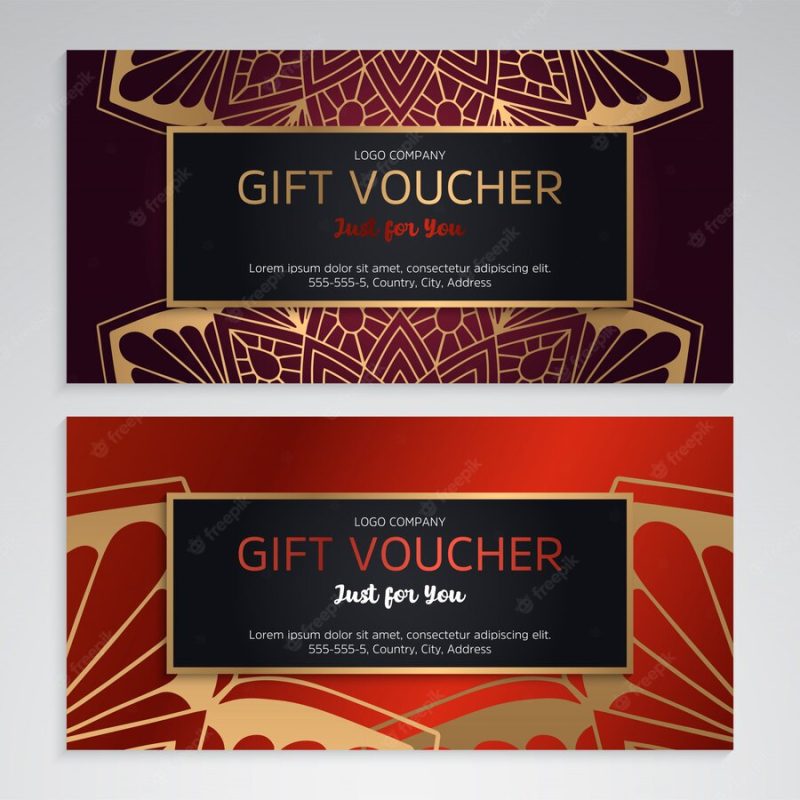 Vector set of luxury red gift vouchers Free Vector