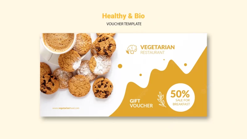 Vegetarian restaurant voucher template Free Psd