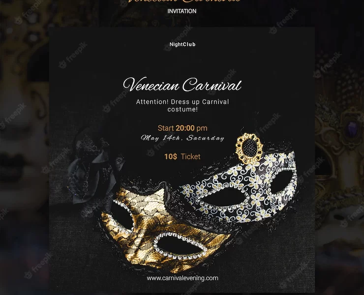 Venice carnival luxury masks invitation template Free Psd Venice carnival luxury masks invitation template Free Psd