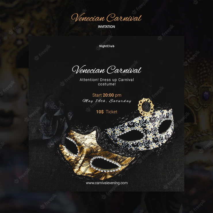 Venice Carnival Luxury Masks Invitation Template 23 2148377060