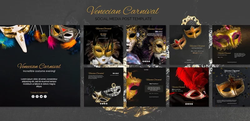 Venice carnival social media post template Free Psd