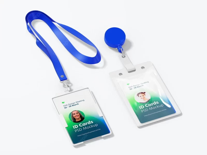 Vertical id cards holder mockup Free Psd template