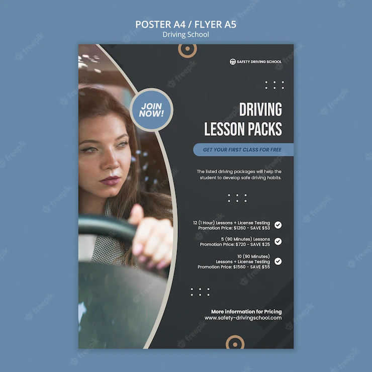 Vertical Poster Template Driving School With Female Driver Car 23 2149069345