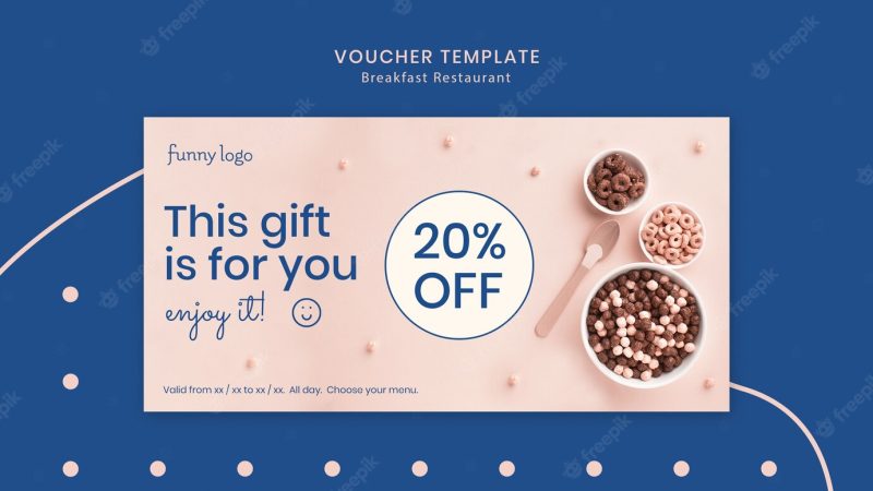 Voucher template concept for restaurant Free Psd