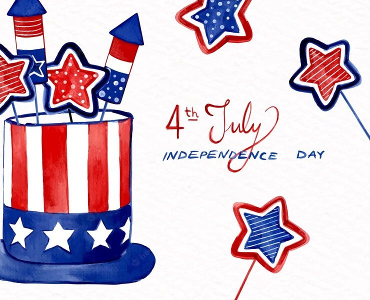 Watercolor 4th of july – independence day background Free Vector