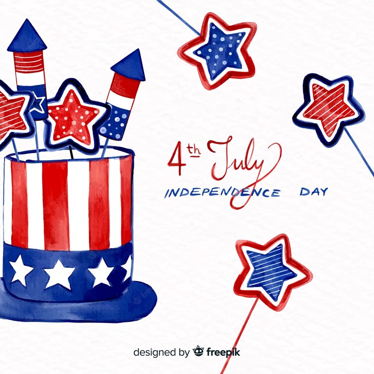 Watercolor 4th July Independence Day Background 23 2148221084