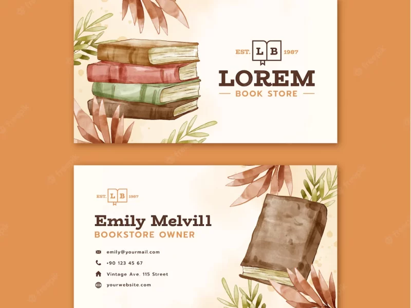 Watercolor book club business card template Free Vector Watercolor book club business card template Free Vector