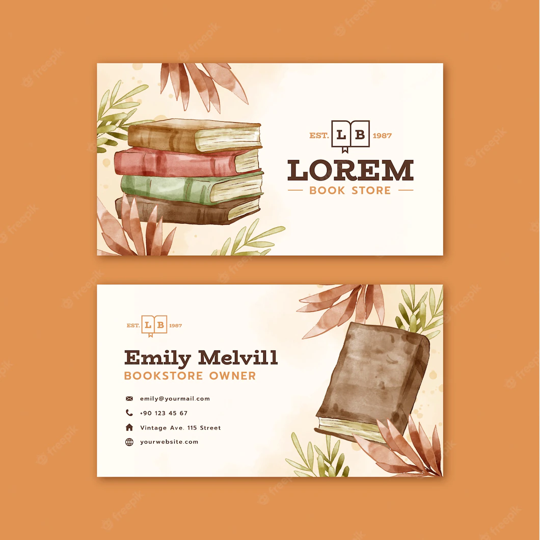 Watercolor Book Club Business Card Template 52683 82854