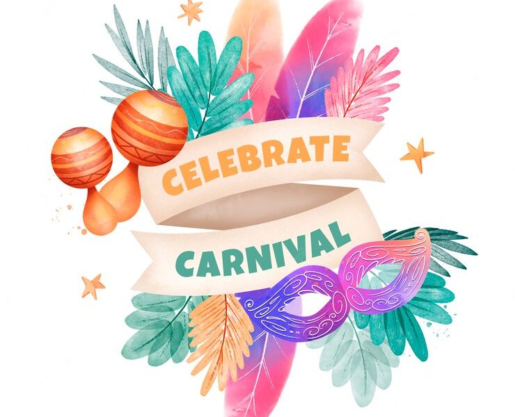 Watercolor floral carnival illustration Free Vector