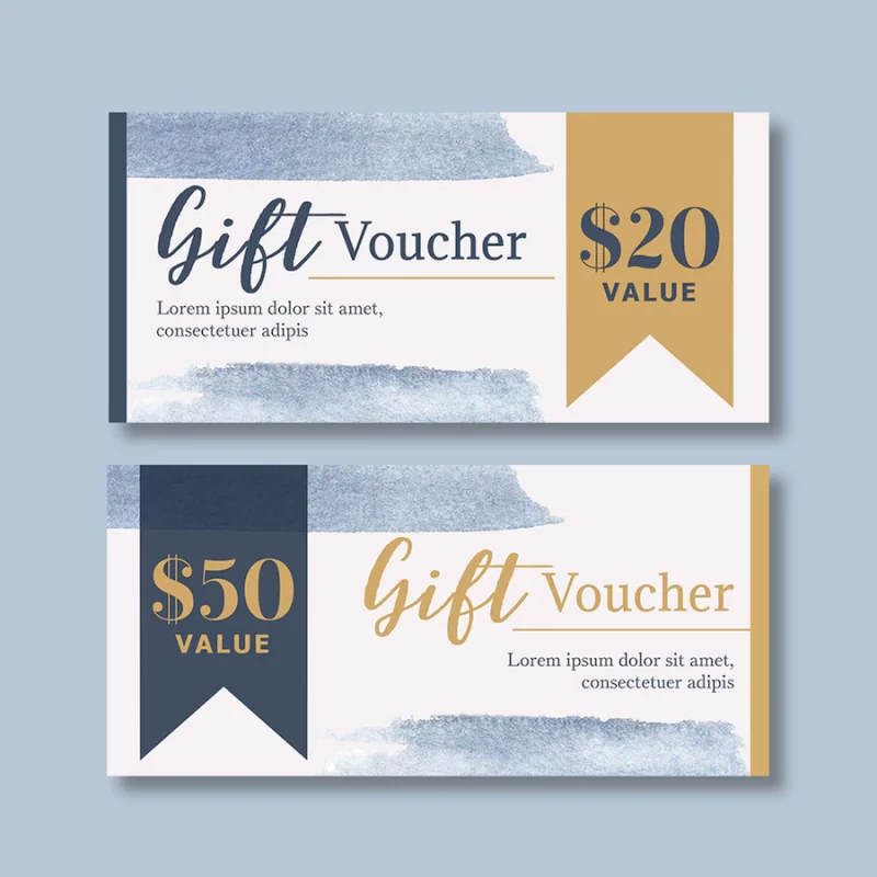 Watercolor splash brush voucher template Free Psd