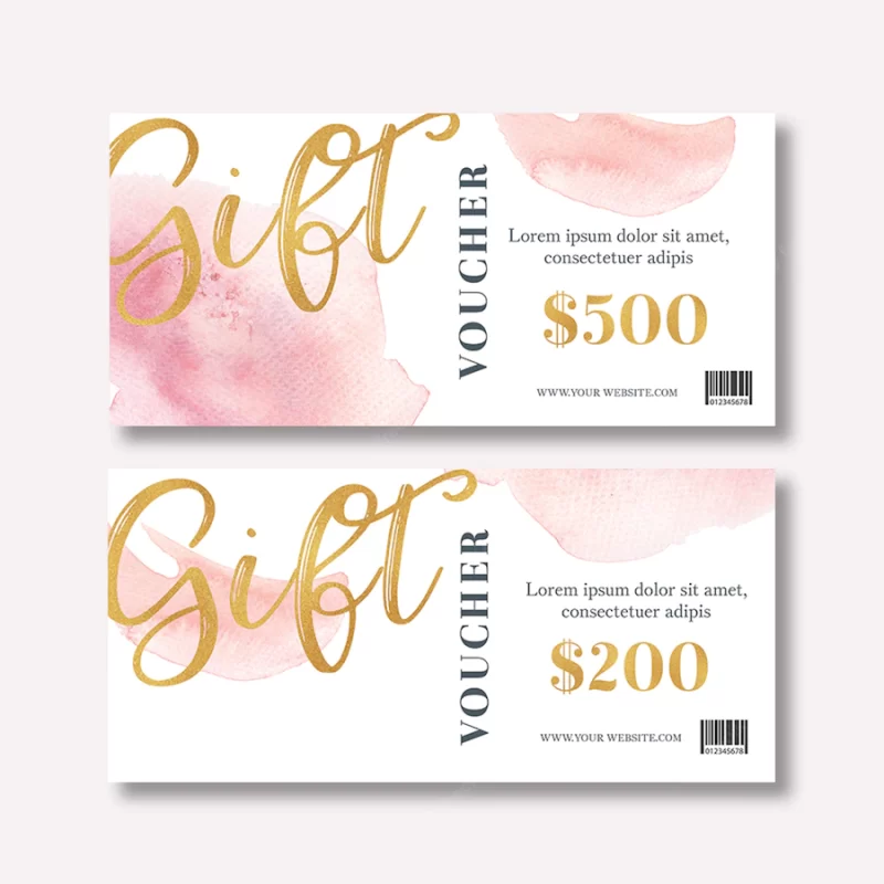 Watercolor splash brush voucher template Free Psd