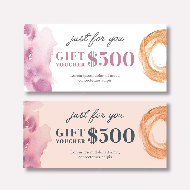 Watercolor splash brush voucher template Free Psd