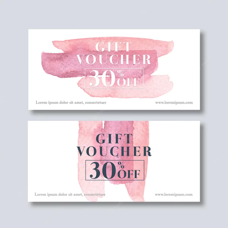 Watercolor splash brush voucher template Free Psd