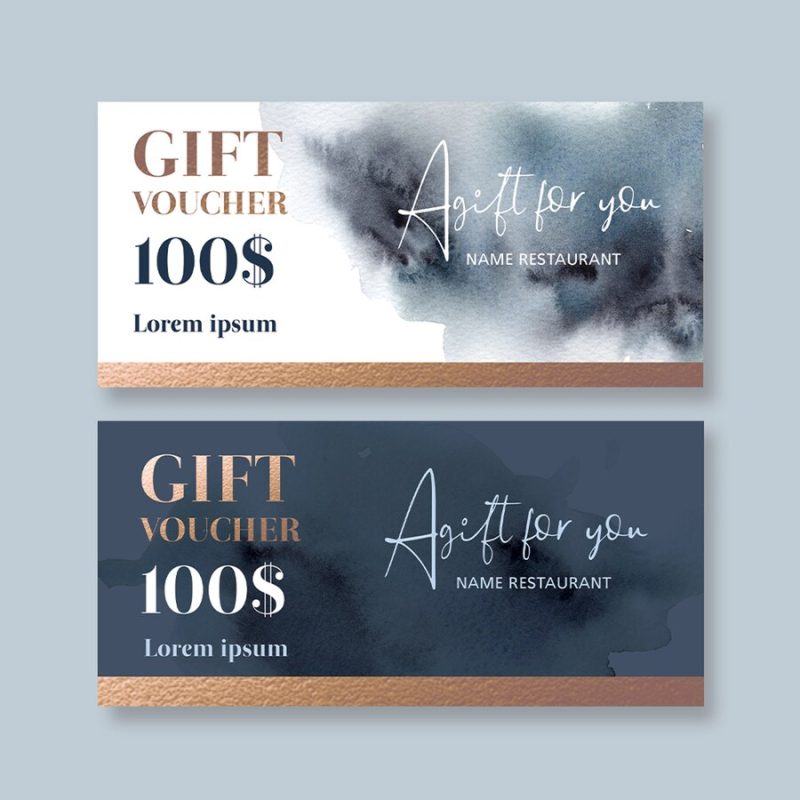 Watercolor splash brush voucher template Free Psd