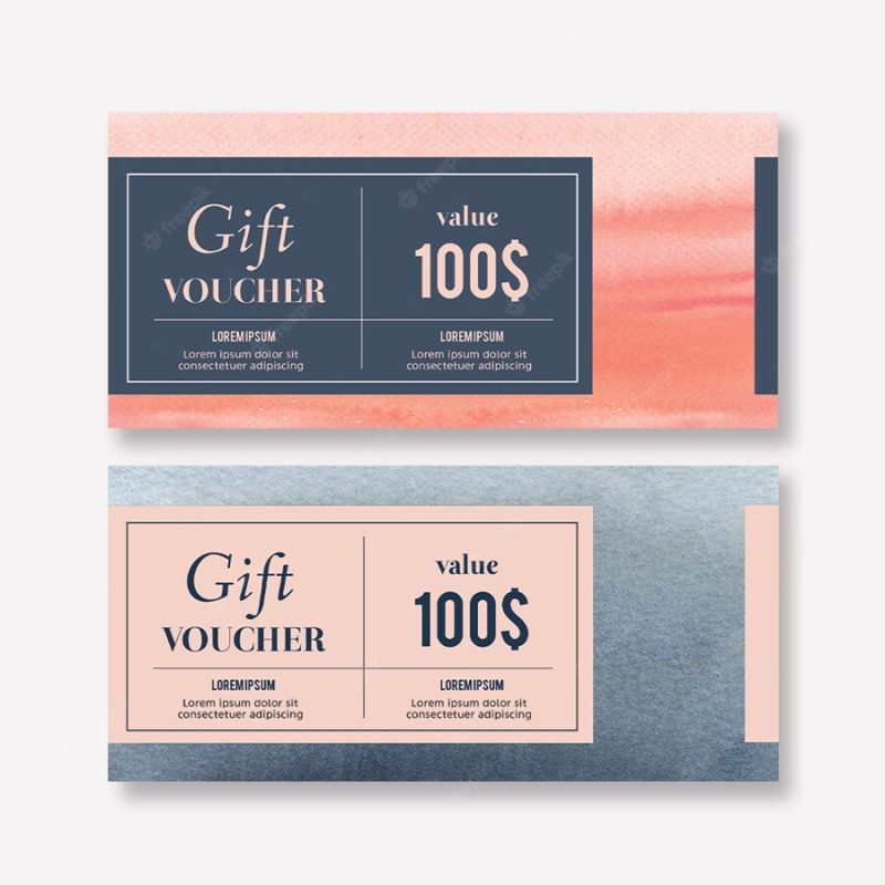 Watercolor splash brush voucher template Free Psd