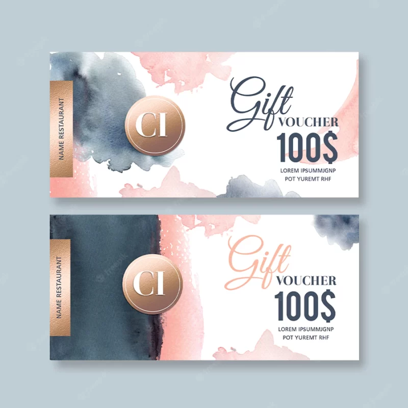 Watercolor splash brush voucher template Free Psd