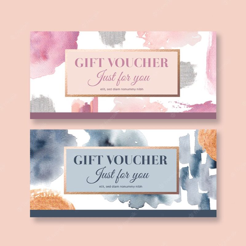 Watercolor splash brush voucher template Free Psd