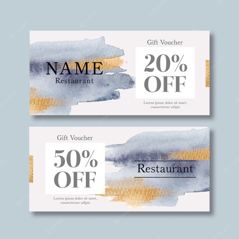 Watercolor splash brush voucher template Free Psd