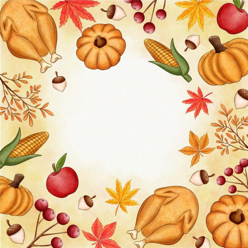 Watercolor thanksgiving day background Free Vector