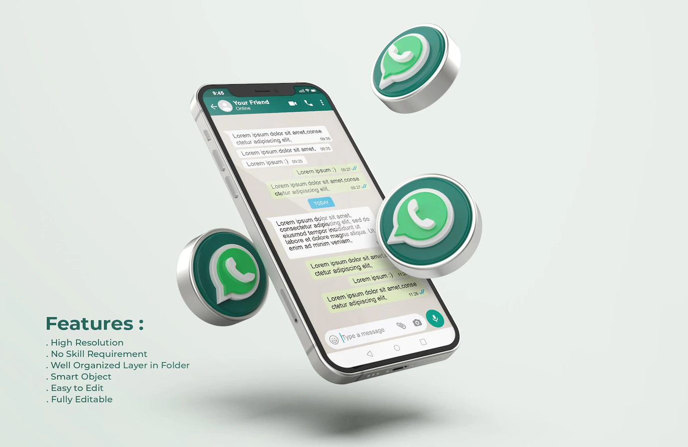 Whatsapp Silver Mobile Phone Mockup 106244 1516