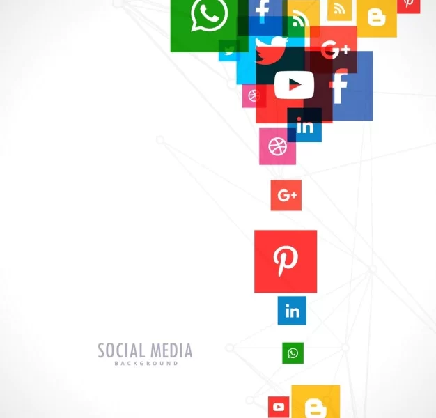 White background of colorful social media icons Free Vector