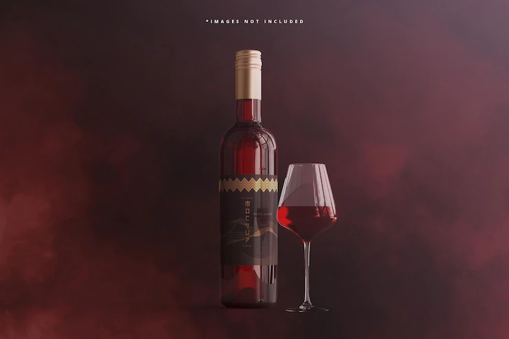 Wine Bottle With Glass Mockup 358694 2572