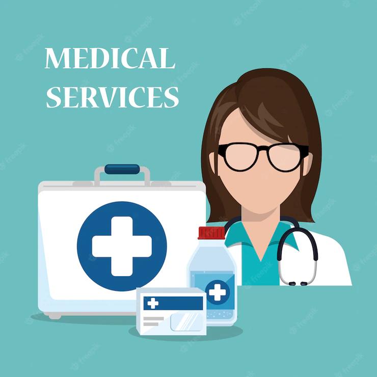 Woman Doctor With Medical Services Icons 24877 51667