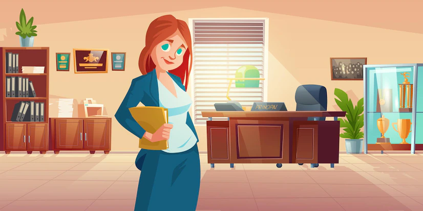 Woman Principal School Office With Desk C 107791 7067