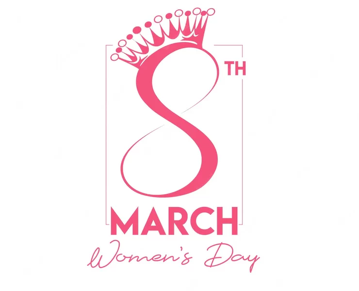 Womens day 8th march text design Free Vector