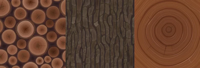 Wooden textures for game tree bark woodpile cut Free Vector