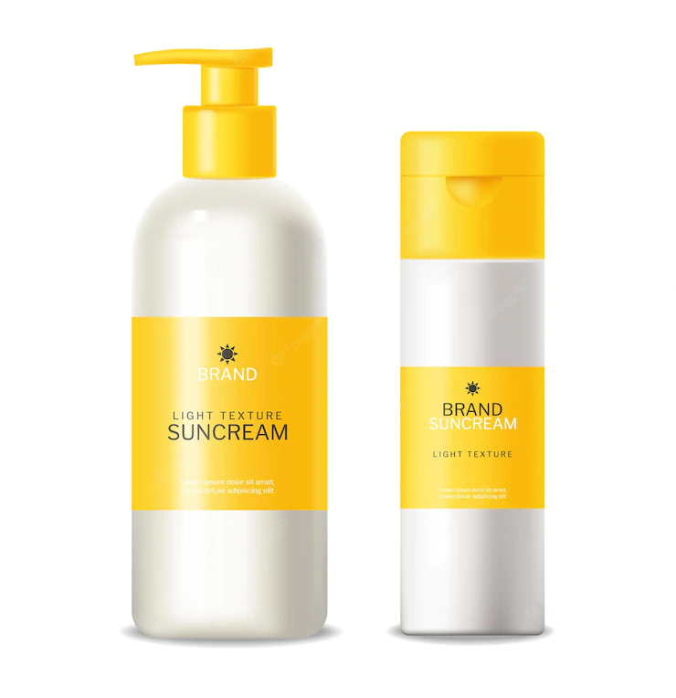 Yellow Cosmetics Sunscreen Lotion Vector Realistic Product Placement Mock Ups 1268 18095