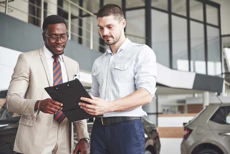 Young Black Businesswoman Signs Documents Buys New Car Car Dealer Is Standing Him 146671 18392