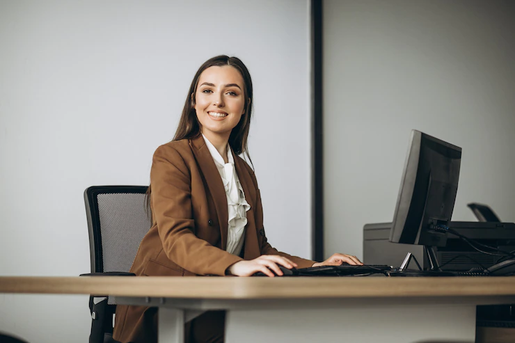 Young Business Woman Working Laptop Office 1303 22814