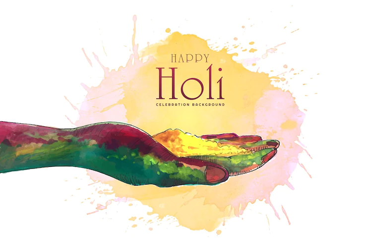Young People Holding Colorful Powder Hands Holi Festival Card Background 1035 22426